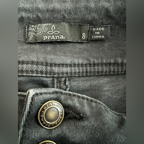 PRANA BROADWAY DENIM Onyx Black Mini Skirt Organic Cotton With Zippers Size 8 - Picture 7 of 7
